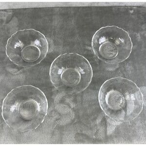 Arcoroc France 4" Glass Dish Dessert Bowls Scalloped Edge Set Of 5